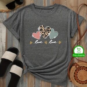 Gray T-Shirt Love Hearts